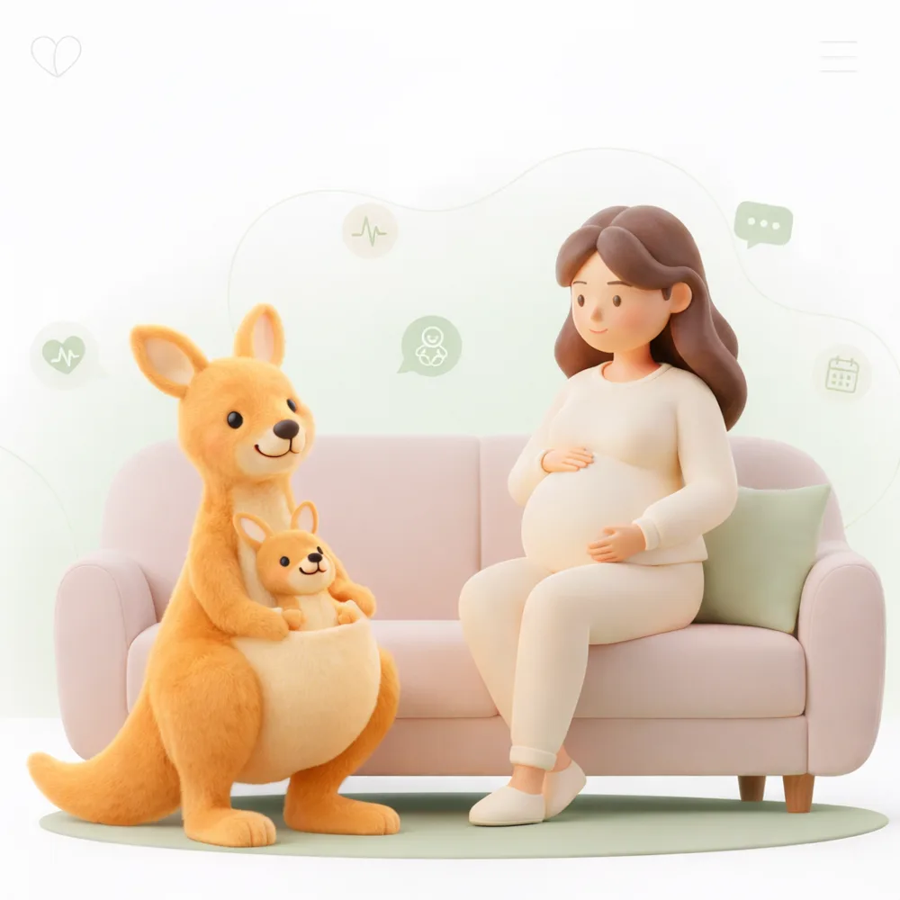 Roo AI App Interface showing maternal mental health support